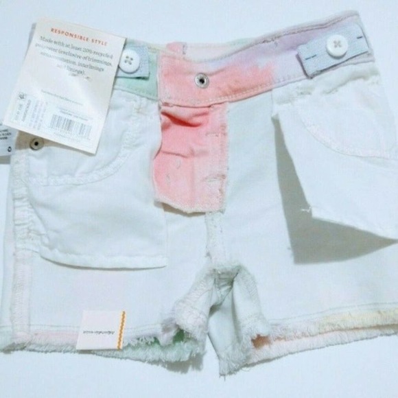 Cat & Jack Girls Raw Hem Boho Hippie Tie Dye Jean Shorts Adjustable Waist, 12M - Picture 4 of 8